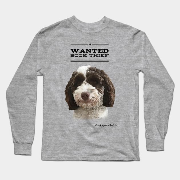 Cockapoo / Doodle Dog Sock Thief Long Sleeve T-Shirt by WoofnDoodle 